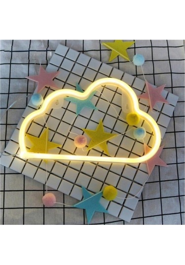 Gece Lambası Sarı Dekoratif Bulut Neon Led Masaüstü Gece Lambası Çok Renkli