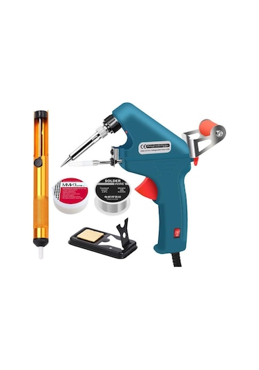 Valkyrie 5 Parça Tetikli Otomatik Beslemeli Havya Lehim Tabancası Seti - 60w 480 C Yeni Nesil Seramik Isınma - Tek El Kullanım