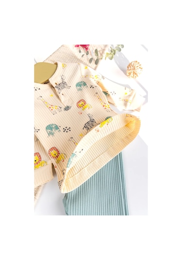 Aslan Temalı Erkek Bebek Takım Yeşil