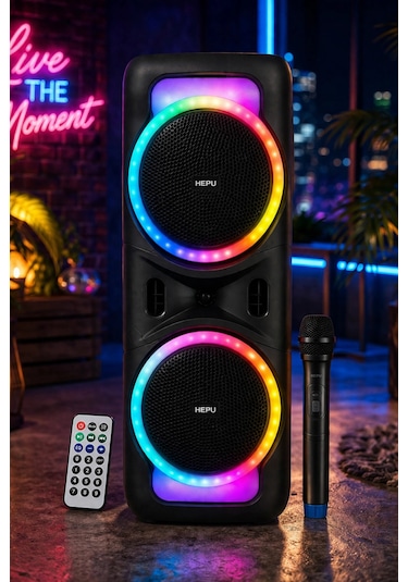 Hepu Hp-118 8 İnç Bluetooth Partybox Hoparlör - 15w Işıklı, Mikrofonlu Ses Sistemi