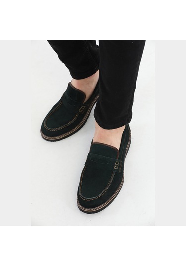 M.Karaca Hakiki Deri Ortopedik Klasik Erkek Ayakkabı Yeşil