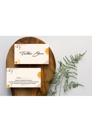 Çift Yön Teşekkür Kartı Cart Çiçek Desenli