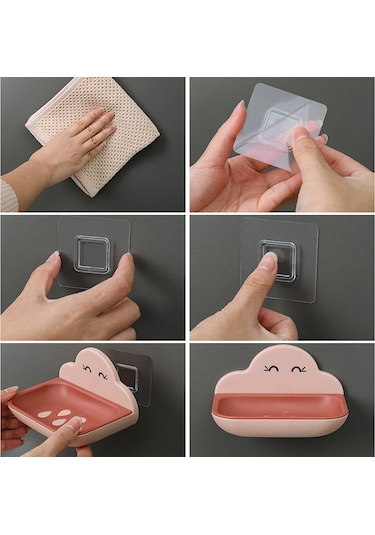 Bulut Sabun Kutusu Tuvalet Yaratıcı Duvara Monte Banyo Tuvalet  Punch Çift Katmanlı Drenaj Rafı Açık Mavi