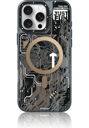 İphone Uyumlu 16 Pro Max Kılıf Magsafe Şarj Özellikli Youngkit Technology Serisi Kapak Desert Gold