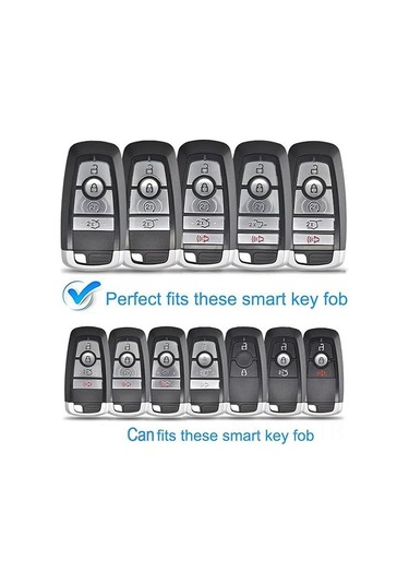 Jeemson Ford 5 Tuşlu Akıllı Anahtar Koruması - Fusion, Explorer, Mustang, F150 Vb. Uyumlu Metal Kılıf, Düşme Ve Çizikten Koruma, Yuvarlak Kanca İle