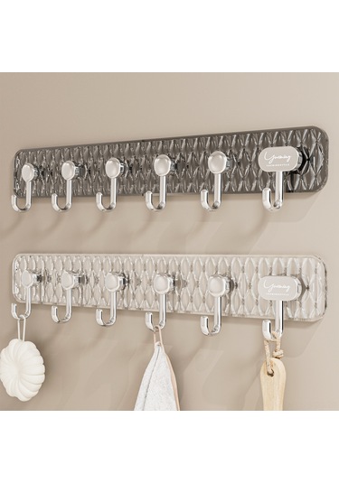 Springsun Şeffaf 6'lı Zımba - Özel Yapışkanlı, Delme Yok, Duvar/kapı Uygun, Giysi/havlu/çamaşır Asma, Dayanıklı Malzeme, Dormitorio/mutfak Kullanıma Uygun Diğer