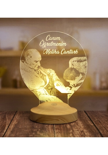 Canım Öğretmenim Atatürk, Öğretmenler Günü Hediyesi, Mezuniyet Hatırası Hediyesi, Kişiye Özel Lamba