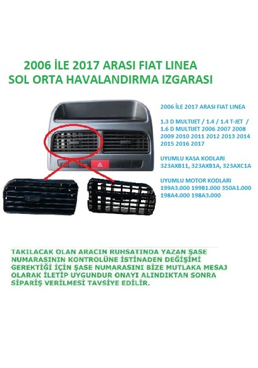 Fiat Linea Orta Sol Kalorifer Üfleme Izgarası 2006 Ve Sonrası