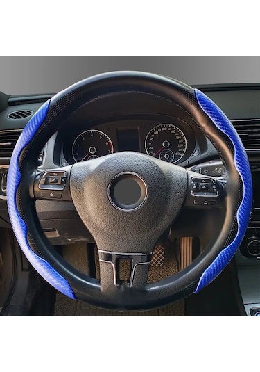 7 Renk Karbon Fiber Direksiyon Kapağı Bölümlü Koruma Anti Kayma Blue Mavi