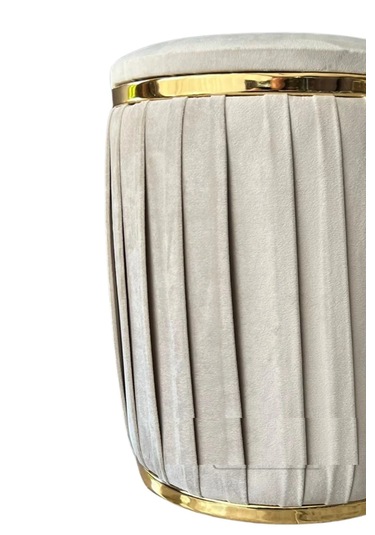 Most Ekol Lüks Puf 01 Krem Kadife Kumaş Evinize Teslim