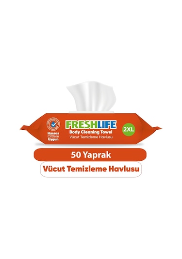 Freshlife Hasta Vücut Temizleme Islak Mendil Havlu 50 Yaprak XL 3'lü Set