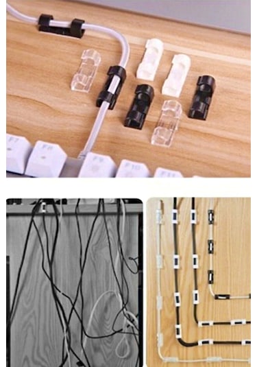 200lü Şeffaf Kablo Sabitleyici Düzenleyici Duvar Klipsi Yapışkanlı Kablo Organizer Tutucu Toplayıcı