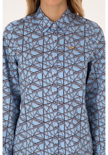 U.s. Polo Assn. Kadın Açık Mavi Gömlek Desenli 50316376-vr003 Acık Mavı