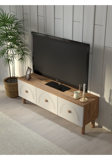 Bohem Tarz 135cm 3 Kapaklı Mdf Kapak Tv Ünitesi Çam