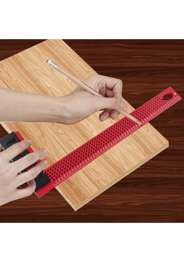 Yaozixa Ahşapçılık İçin L-şekilli Hassas Çizgi Kalemi - Paralel/dikey Çizim, Delikli Marka Kılavuzu, 300mm, Siyah-kırmızı