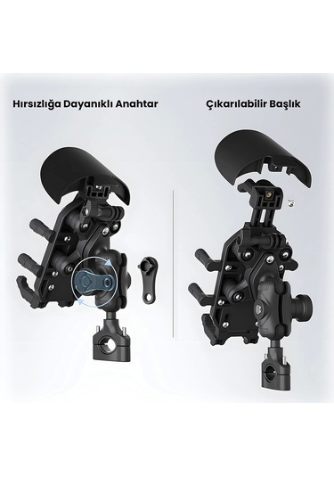 Gidon Bağlantılı Güneş Ve Yağmur Korumalı 360 Derece Ayarlanabilir Motosiklet Bisiklet Telefon Tutu