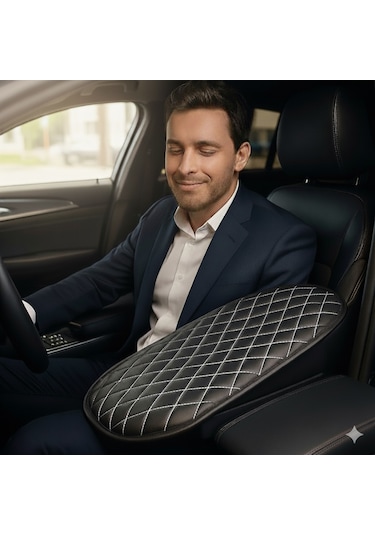 Opel Astra J Deri Oto Kolçak Kılıfı, Kaliteli Süngerli Beyaz Nakışlı.