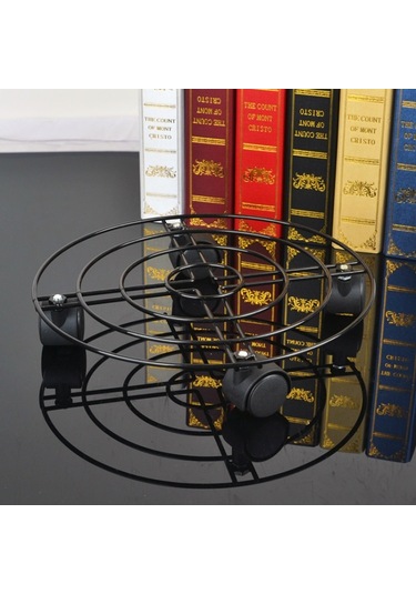 Demir Bitki Saksı Standı Evrensel Tekerlek Hareketli Yuvarlak Saksı Rafı, Çap: 30cm Siyah