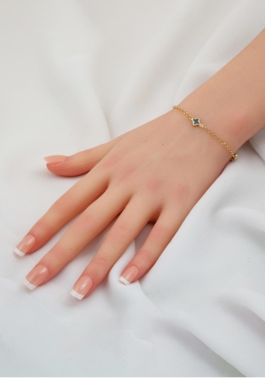 Bilezikci Oniks Taşlı Yonca 14 Ayar Altın Set Takımı