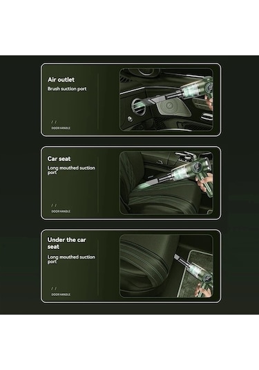 Tongxida Jl Kablosuz Araba Elektrikli Süpürge 9800000pa Yüksek Güç Güçlü, Süper Temizleyici Yeşil