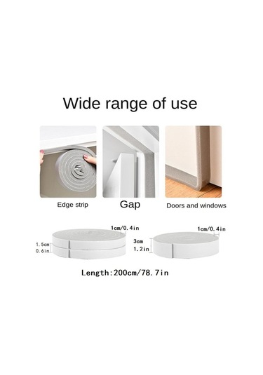 1 Rulo Çok Amaçlı Köpük Sızdırmazlık Şeridi - Kapı Ve Pencereler İçin Ses Ve Toz Geçirmez - Kolay Kurulum 3cm X 2m