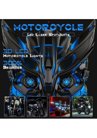 Pazly 2 Adet Motosiklet Led Spot Işık, Çift Renkli Yüksek/düşük Far, Lmk00328/ Siyah