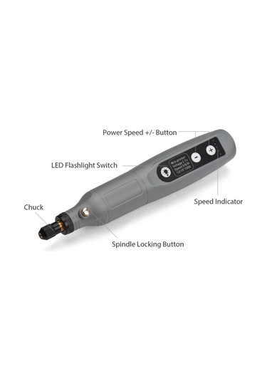 Ximistore9 Geevorks Şarjlı Mini Taşlama Makinesi, El Tipi Gravür Ve Cilalama Seti, Led Aydınlatmalı Gri Model