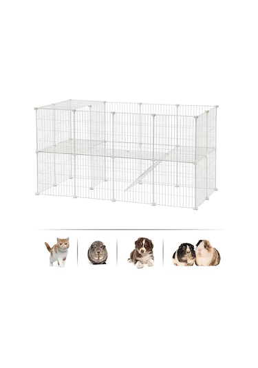 Hodbehod 36 Panel Beyaz Evcil Küçük Hayvan Kedi Köpek Kuş Evi Kafesi