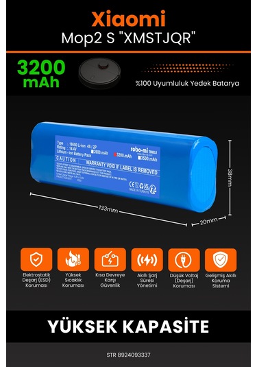 Xiaomi Mop2 S "xmstjqr" 3200mah Robot Süpürge Bataryası