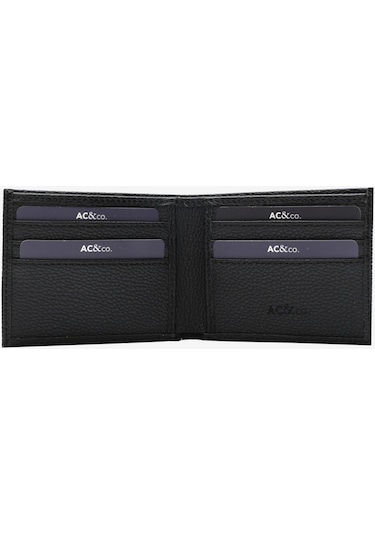 Ac&co / Altınyıldız Classics Erkek Siyah Hediye Kutulu Kart Bölmeli Cüzdan Siyah