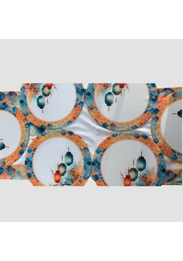 Uretti - Nebile 2034 - El Yapımı Çin Feneri Temalı Runner - 6'lı Supla Amerikan Servisi Takımı Çok Renkli