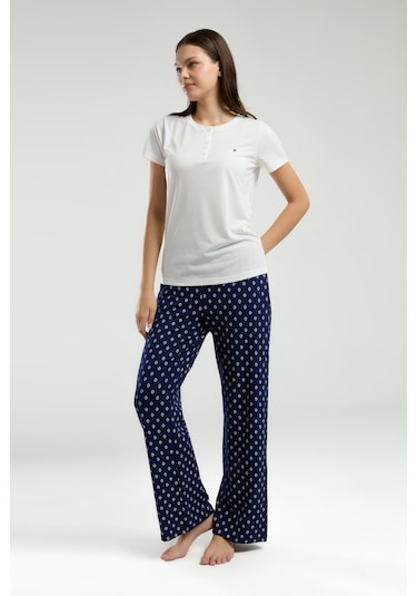 Pierre Cardin 8953 Kısa Kol Kadın Pijama Takımı Beyaz