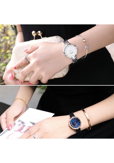 Yunboo Curren Kadın Kol Saati 9054 - Klasik Tasarım, Kuvars Cam, 30m Su Geçirmez, Quartz Hareket, Beyaz Kasa Ve Kordon Çok Renkli