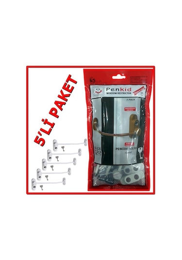 Penkid Çelik Halatlı Pencere Çocuk Emniyet Kilidi (5 Adet) Beyaz