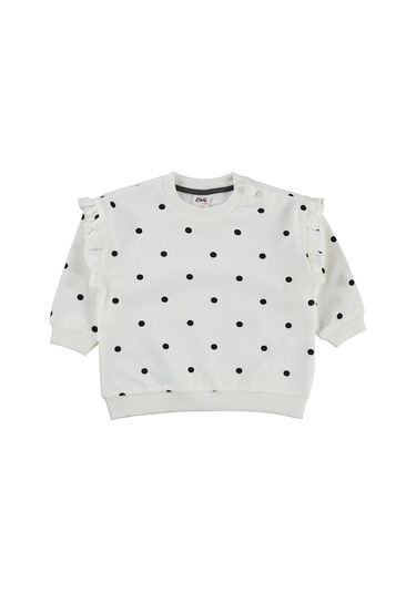 Civil Baby Puantiye Empirme 6-18 Ay Sweatshirt - Ekru