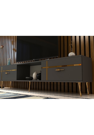 Linect Tv Sehpası Antrasit-altın