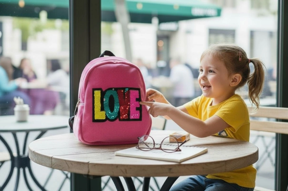 Dolphın Pbr-676 Kadıfe Sırt Cantası Pembe Love Çok Renkli