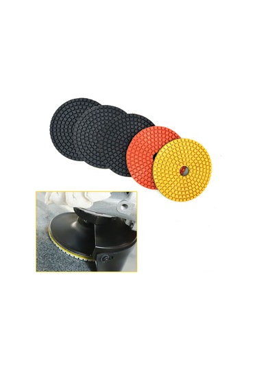 Singree 5'li Set Elmas Taşlama Ve Parlatma Pedleri - Mermer, Granit, Beton İçin 4 İnç Islak Zımpara
