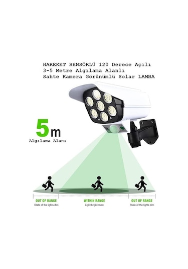 Bahçe Aydınlatma Su Geçirmez Kablosuz 77 Led 3 Mod Kamera Şeklinde Çok Renkli