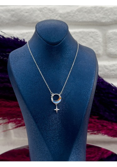 925 Ayar Gümüş Kuzey Yıldızı Modeli Lüks Kadın Kolye Gümüş