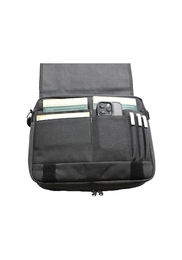 Unısex Kanvas Postacı Çantası Askılı Omuz Çantası Okul Çantası Körüklü Çapraz Çanta Pst01 Siyah Siyah