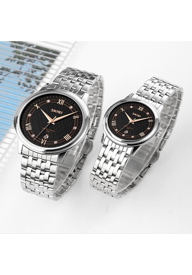 Sones Skmei 9212 Moda Bayan Kuvars Saat Öğrenci Kadın Mizaç Su Geçirmez Manyetik Vakumlu Ağ Kemer Saat Beyaz