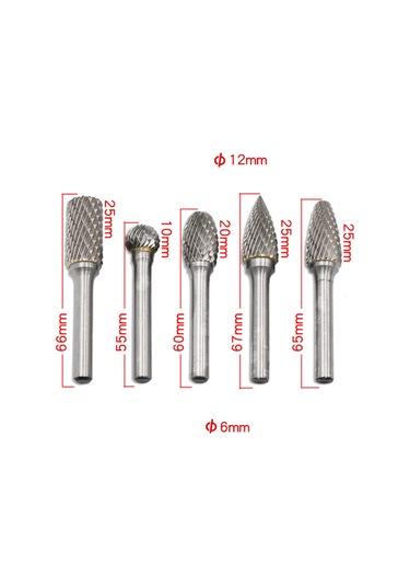 Karbür Döner Freze Seti 12mm Kafa Şaftlı Çift Kesimli Dosya