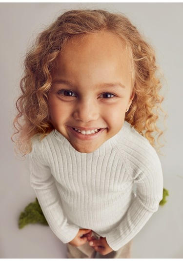 Mayoral Ekru Kız Çocuk Balıkçı Yaka Kazak 4001 Ekru