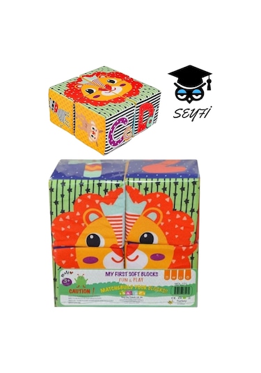 4'lü Eğitici Puf Küp Blok İlk Eğitim Setim Çıngıraklı Ürün Ölçüsü : 20 X 20 X10 Cm