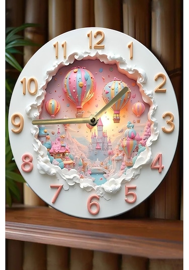 Sessiz Yuvarlak Ahşap Duvar Saati, Kuvars Hareketli 3d Görünümlü 2d Saat Sdw102 Renkli