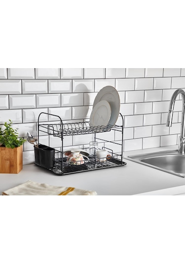 956  İKİ KATLI KAŞIKLIKLI TABAKLIK SİYAH Siyah