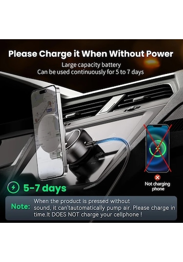 Motion003 Pandafaucet Manyetik Araba Telefon Tutacağı Siyah 360 Dönebilen Güçlü Emiş Kavrama Araçlar Banyolar İçin Siyah