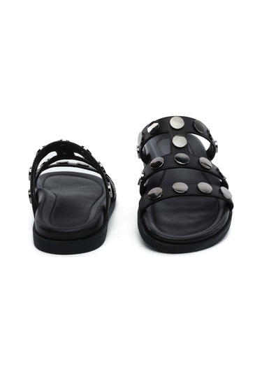 Greyder 34512 Siyah Hakiki Deri Kadın Terlik-815 Siyah