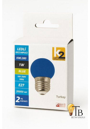 K2 Led Systems Kwl380 1w Blue Led Gece Ampulü